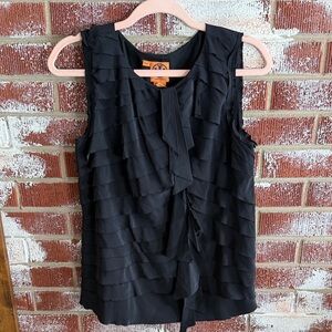 Tory Burch 100% Silk Double Layered Quiet Luxury Clean girl Blouse Size 6